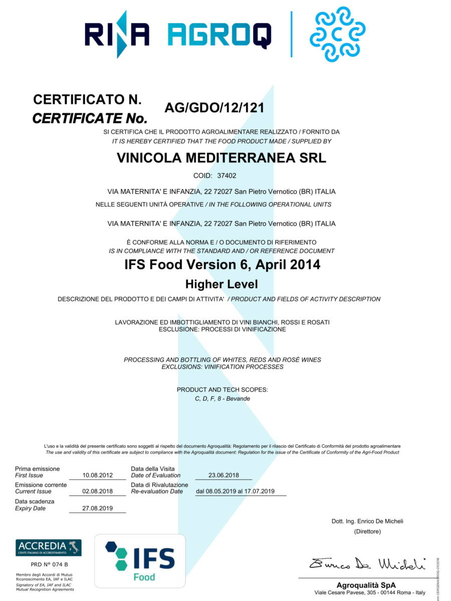 CERTIFICATO IFS 2018-2019-1